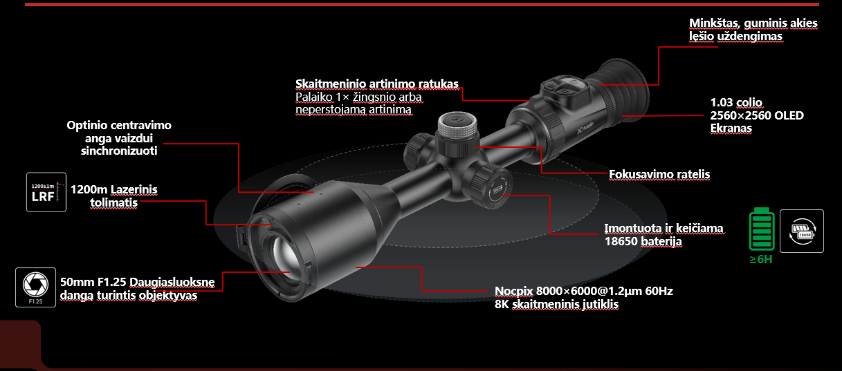 Nocpix NITE PRO D50R skaitmeninė naktinio matymo optika
