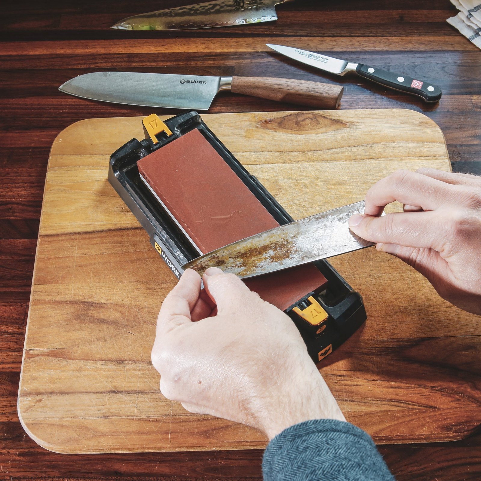 Work Sharp Whetstone galandimo akmuo su pagrindu ir kampo kreipikliais